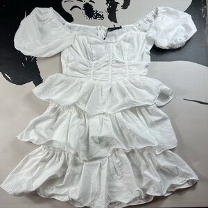 PrettyLittleThing Ruffled White Dress